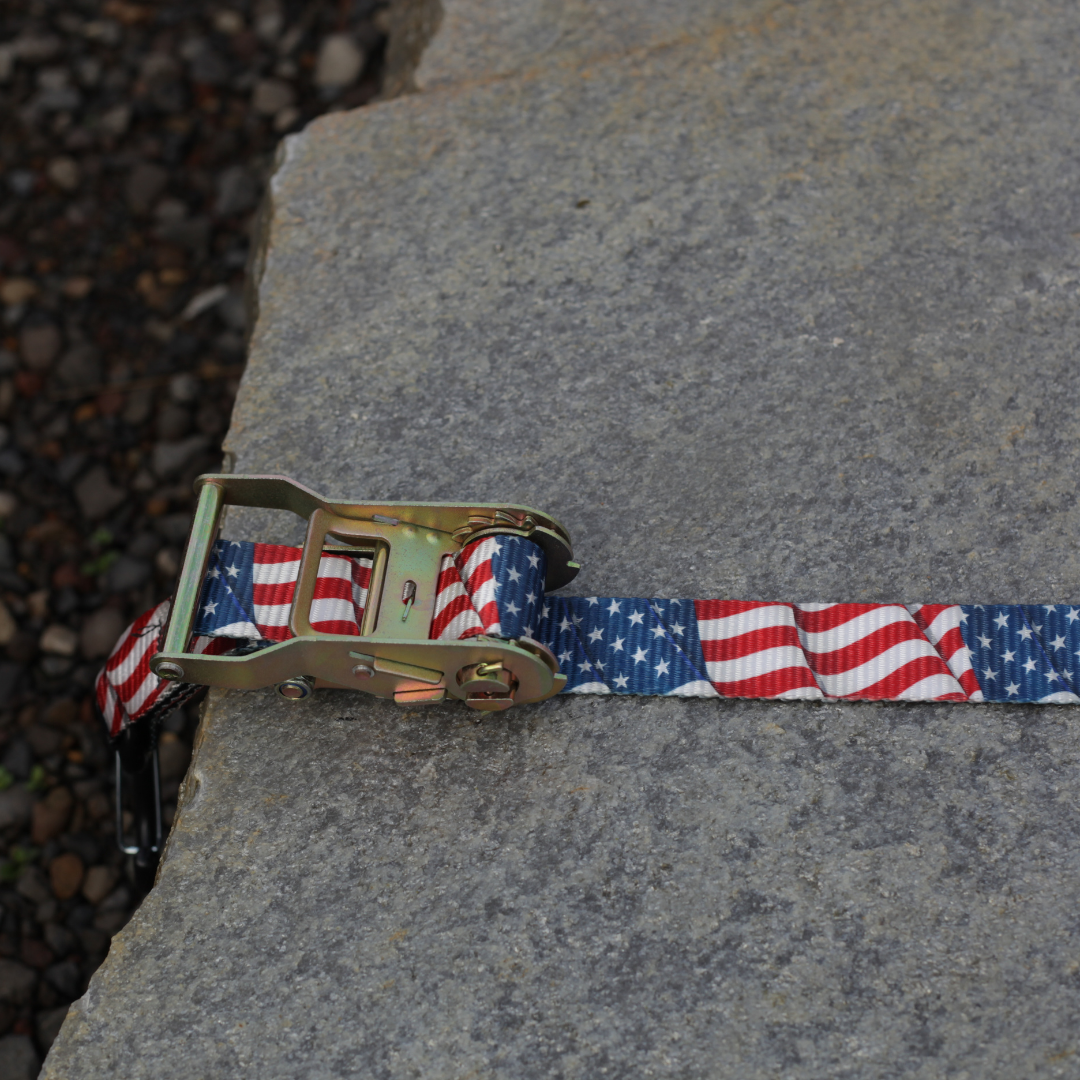 Old Glory - 1.5" American Flag Ratchet Strap – product close-up