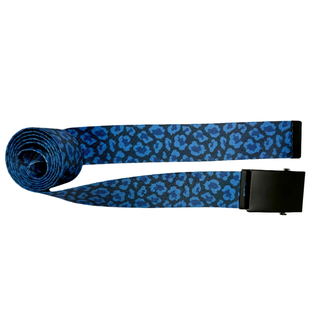 1" Slim Deep Blue Leopard Print Belt