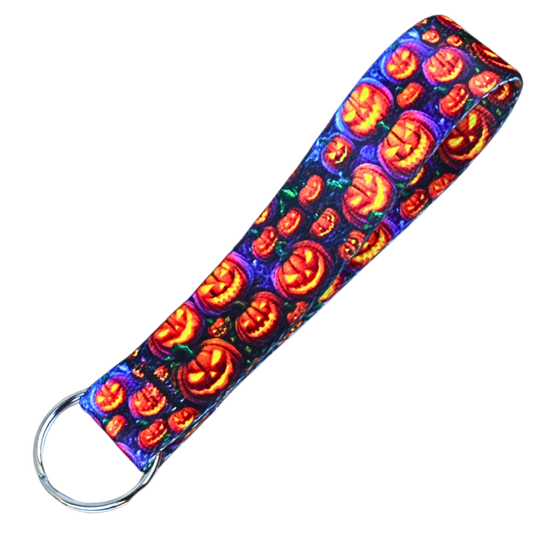 Jack-O-Lantern Keychain Wrist Lanyard – product close-up | Northwest Straps, made in Oregon
