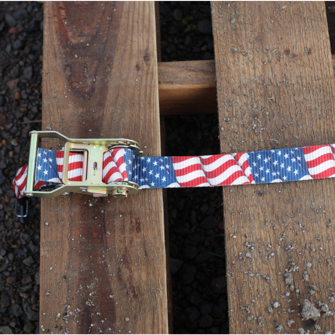 Old Glory - 1.5" American Flag Ratchet Strap – product close-up
