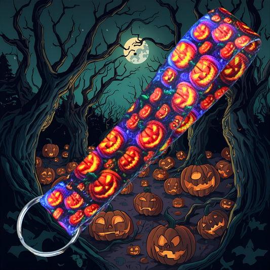Jack-O-Lantern Keychain Wrist Lanyard – product close-up