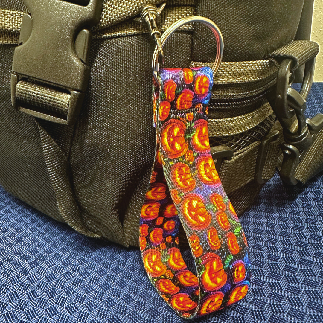 Jack-O-Lantern Keychain Wrist Lanyard – product close-up
