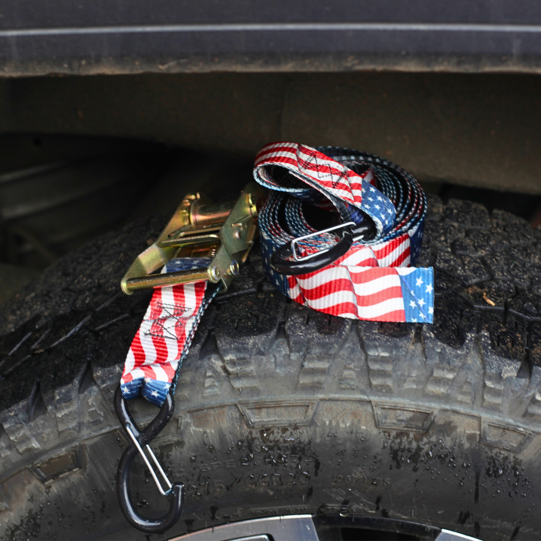 Old Glory - 1.5" American Flag Ratchet Strap – product close-up