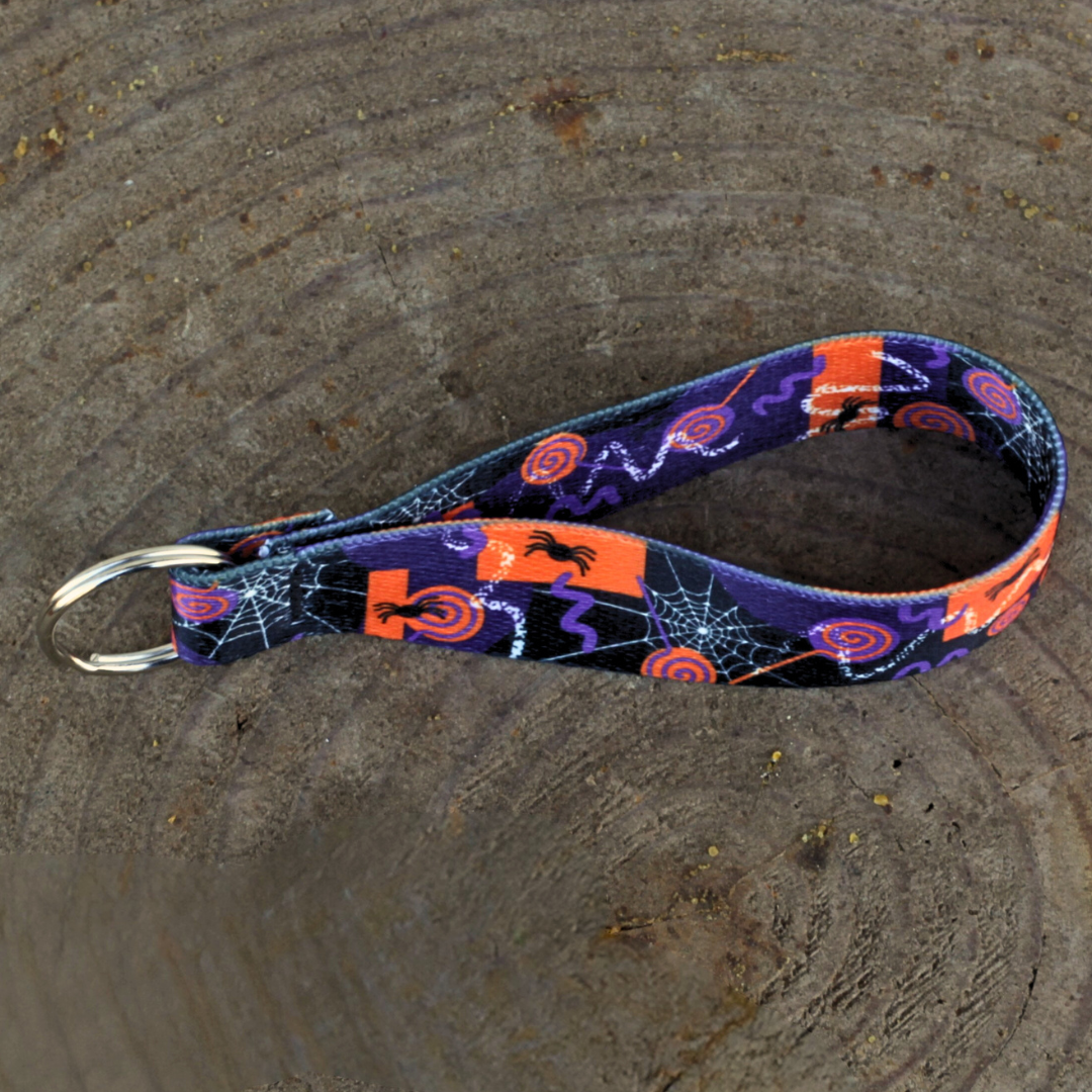 Retro Halloween Candy Chaos Keychain Wrist Lanyard – product close-up
