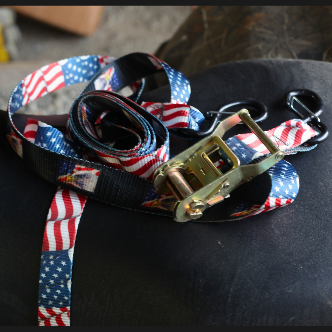 Old Glory - 1.5" American Flag Ratchet Strap – product close-up