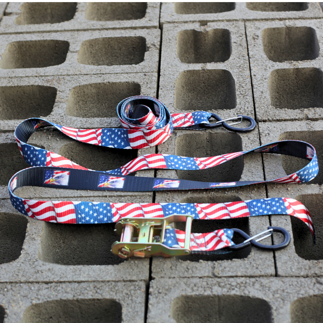 Old Glory - 1.5" American Flag Ratchet Strap – product close-up