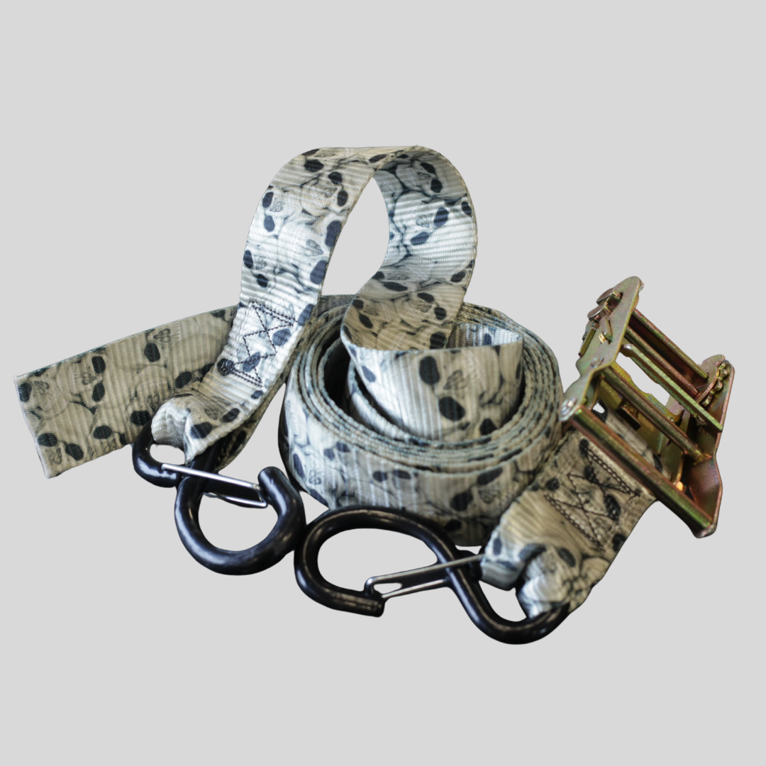 Skulls - 1.5" American Made Ratchet Strap – product close-up | Northwest Straps, made in Oregon