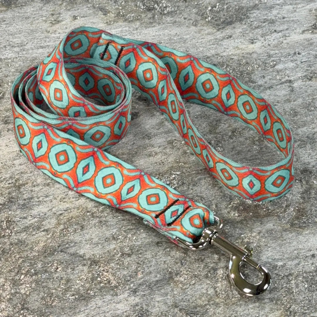 Turquoise Circles Pattern Dog Leash