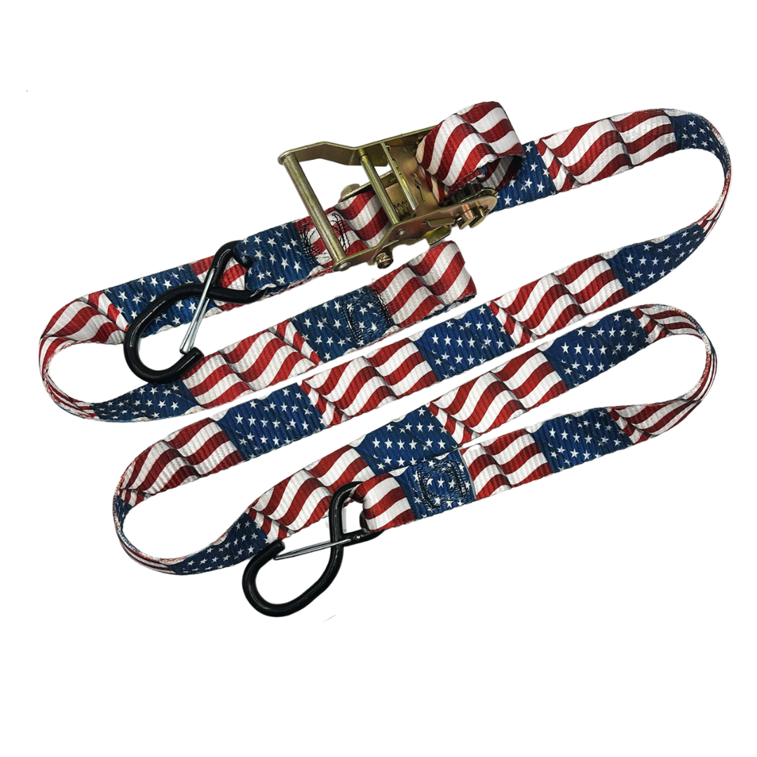 Old Glory - 1.5" American Flag Ratchet Strap – 1.5" by 6' with Soft Loop | Northwest Straps, made in Oregon