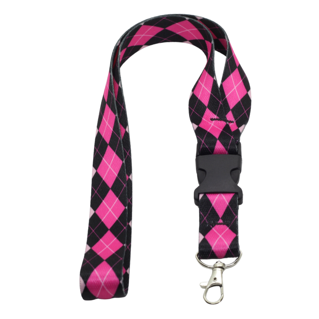 Woven Pattern Lanyards – Hot Pink Argyle
