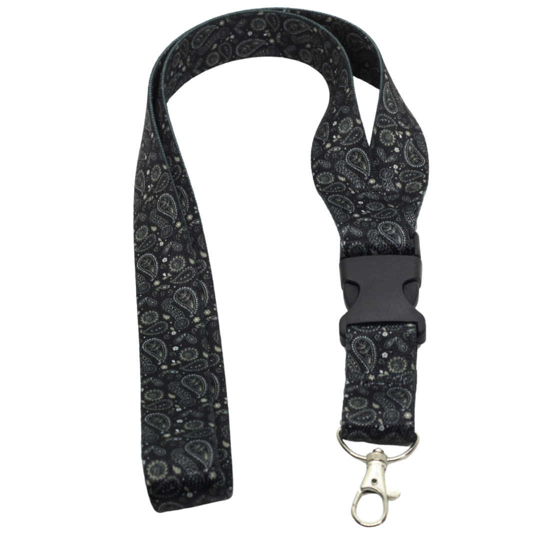 Woven Pattern Lanyards – Black Bandana