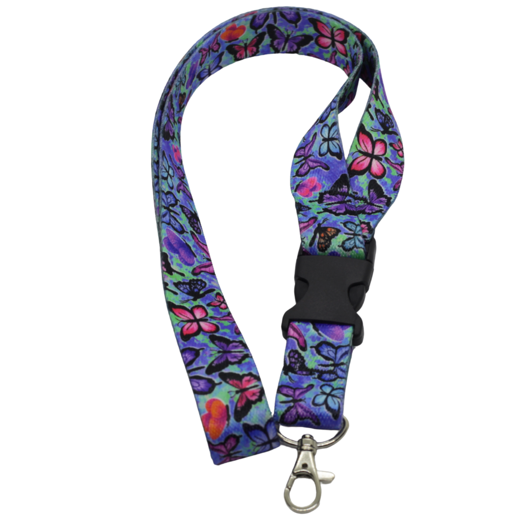Nature-Inspired Lanyards – Butterflies on Blue