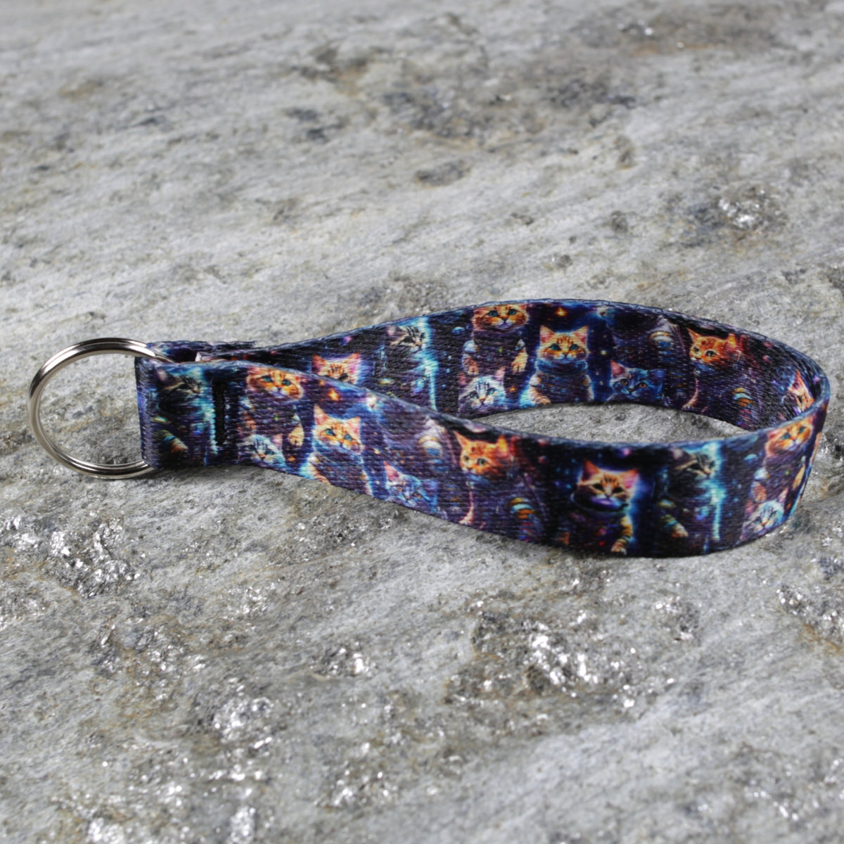 Quirky Keychain Wristlet – Cats in Space