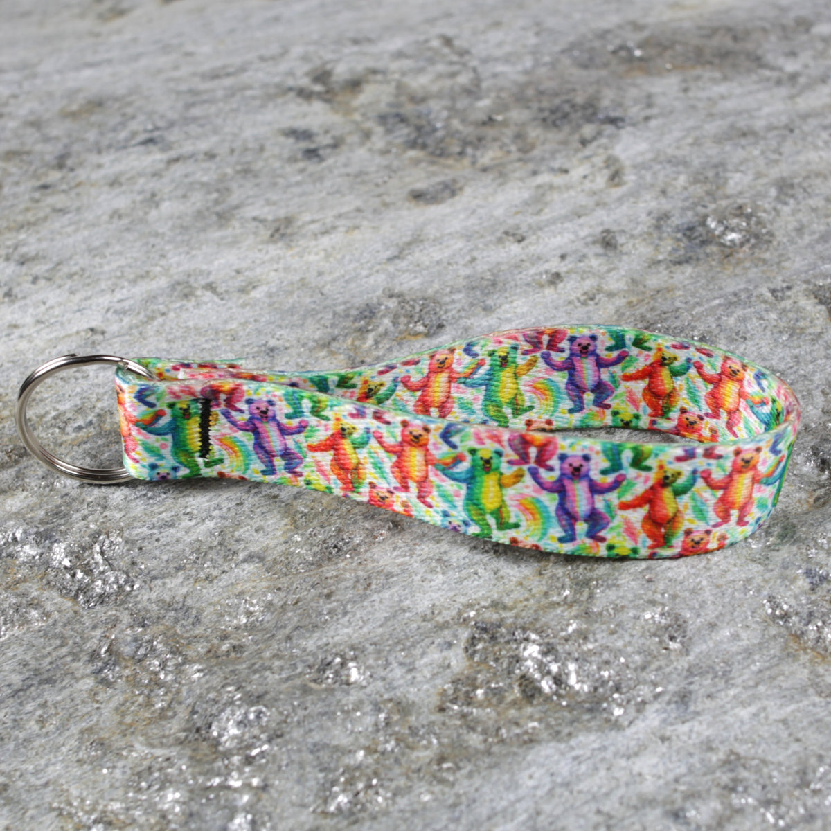 Quirky Keychain Wristlet – Dancing Rainbow Bears