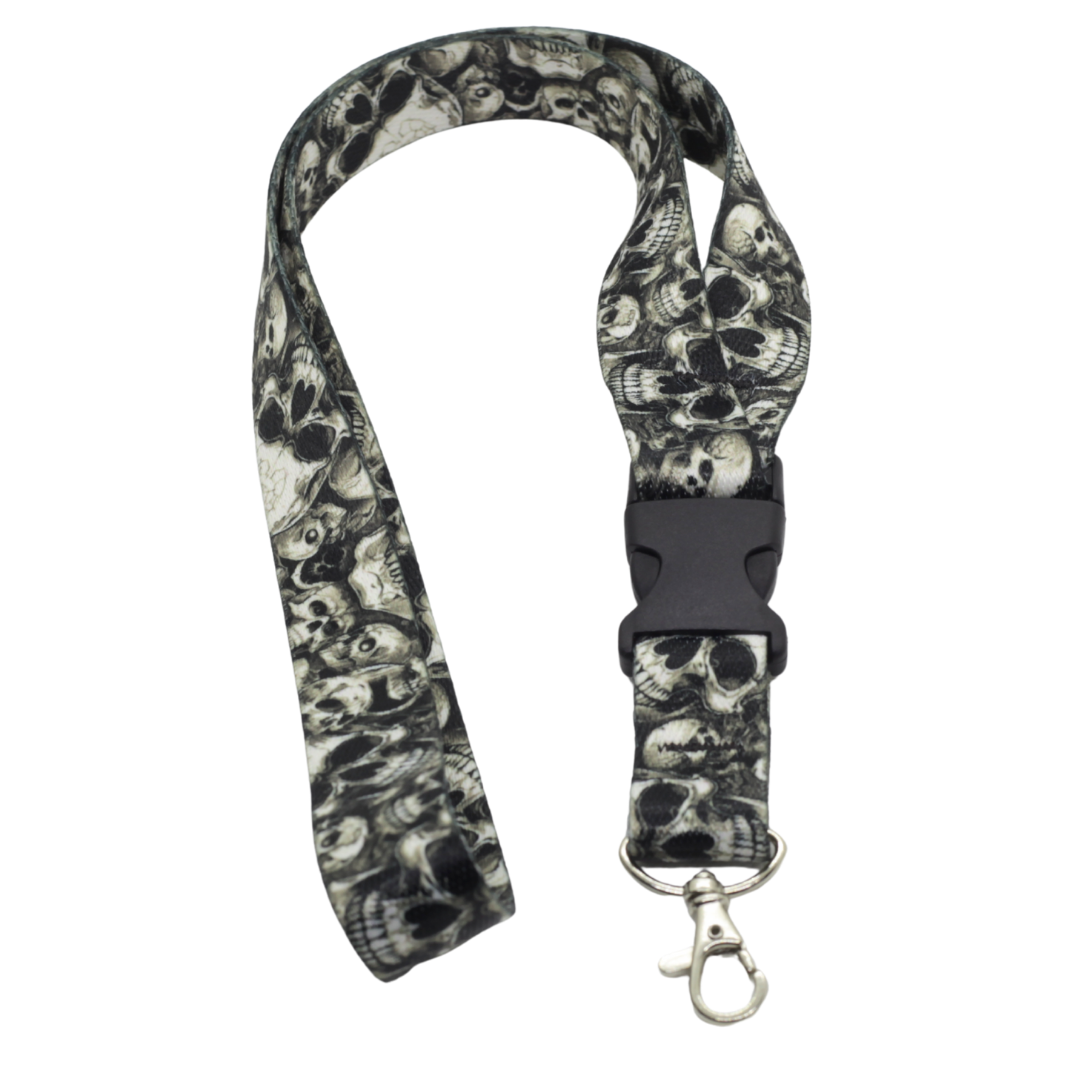Skulls, Dragons & Dark Art Lanyards – Black and White New Skulls