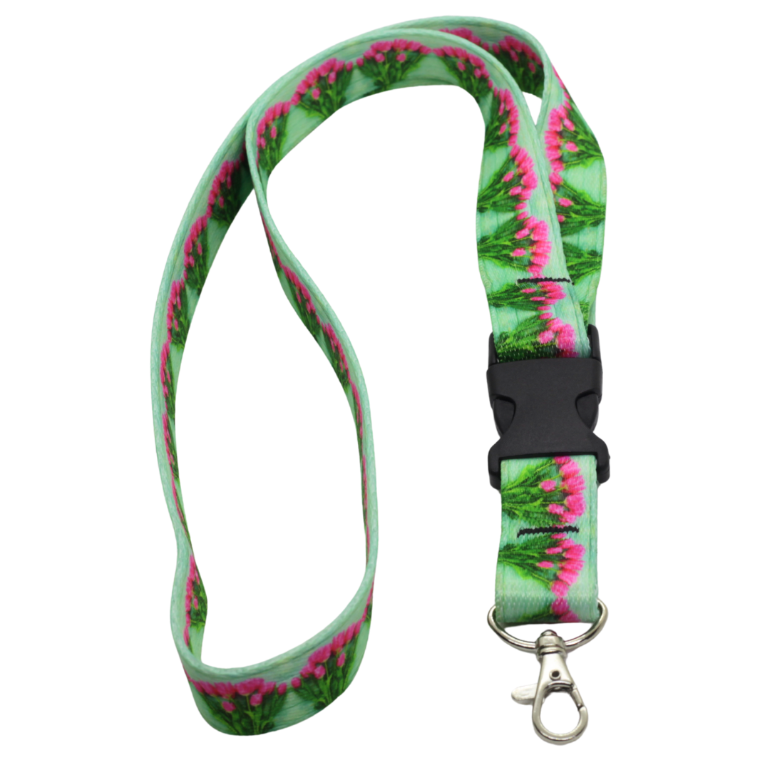 Nature-Inspired Lanyards – Pink Tulips on Aqua