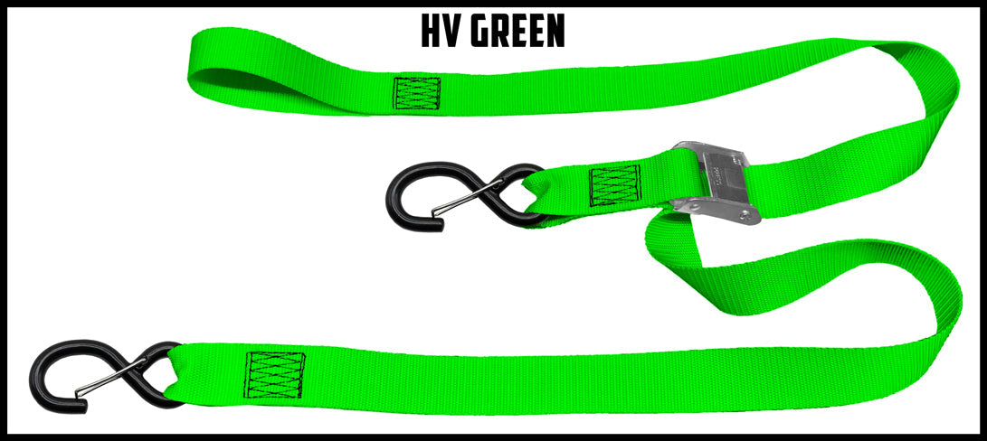 high visibility green 1.5 inch custom picture quality polyester webbing cam strap. Design by Northwest Straps.