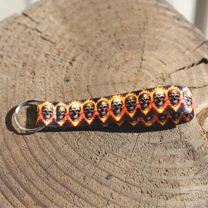 Flaming Skull Keychain Wrist Lanyard – Durable Design for Keys, Backpack, or Purse – Perfect for Biker, Goth & Punk Fashion – Fiery Bag Bling for Everyday Edge