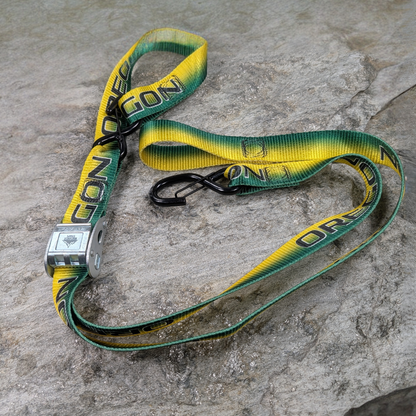 Yellow and Green Oregon State 1.5" x 6' Cam Straps with Soft Loops — Pair