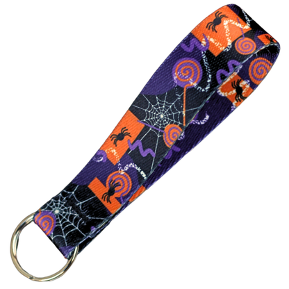 Retro Halloween Candy Chaos Keychain Wrist Lanyard – 80s/90s Trick-or-Treat Vibes