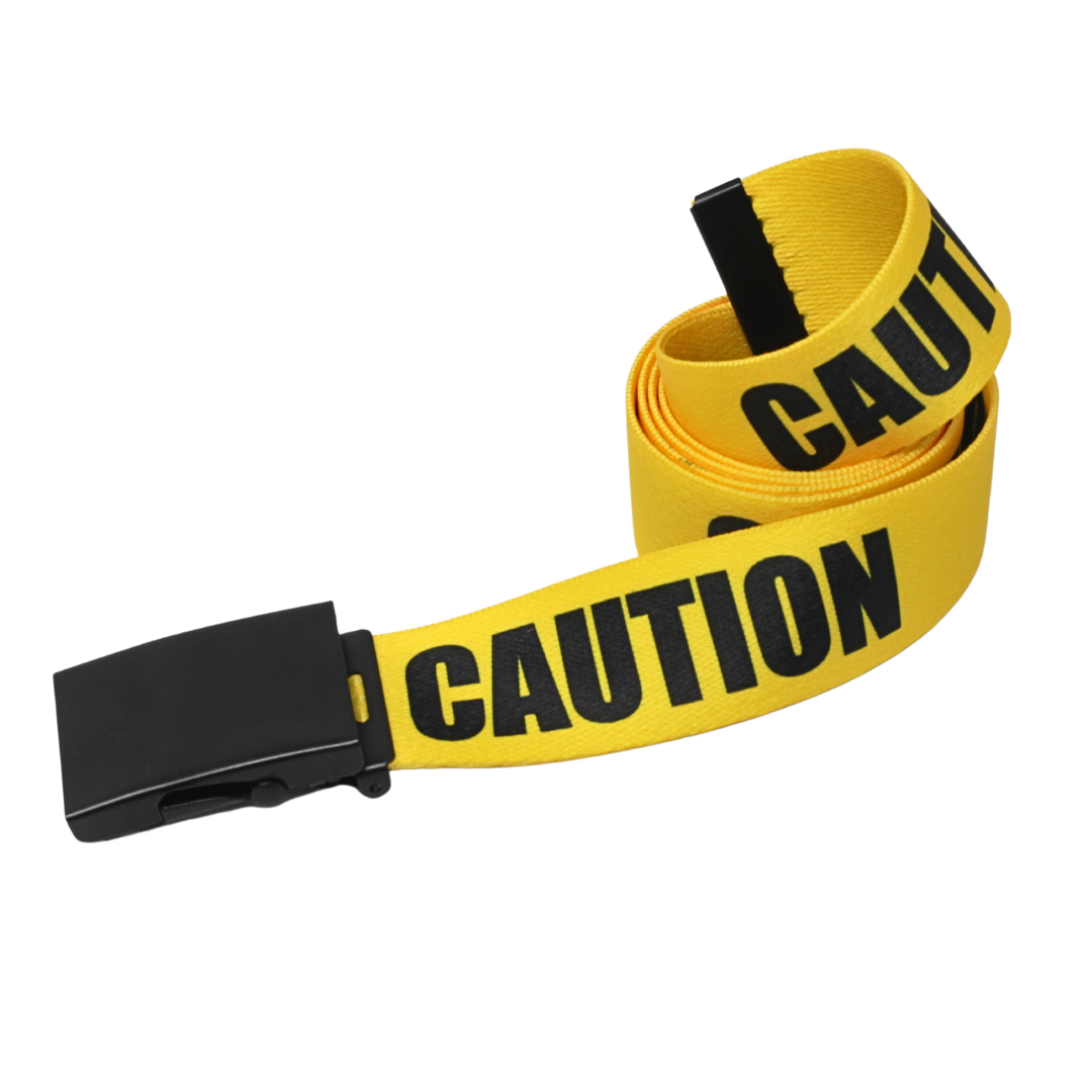 Caution Tape Belt - Black Buckle