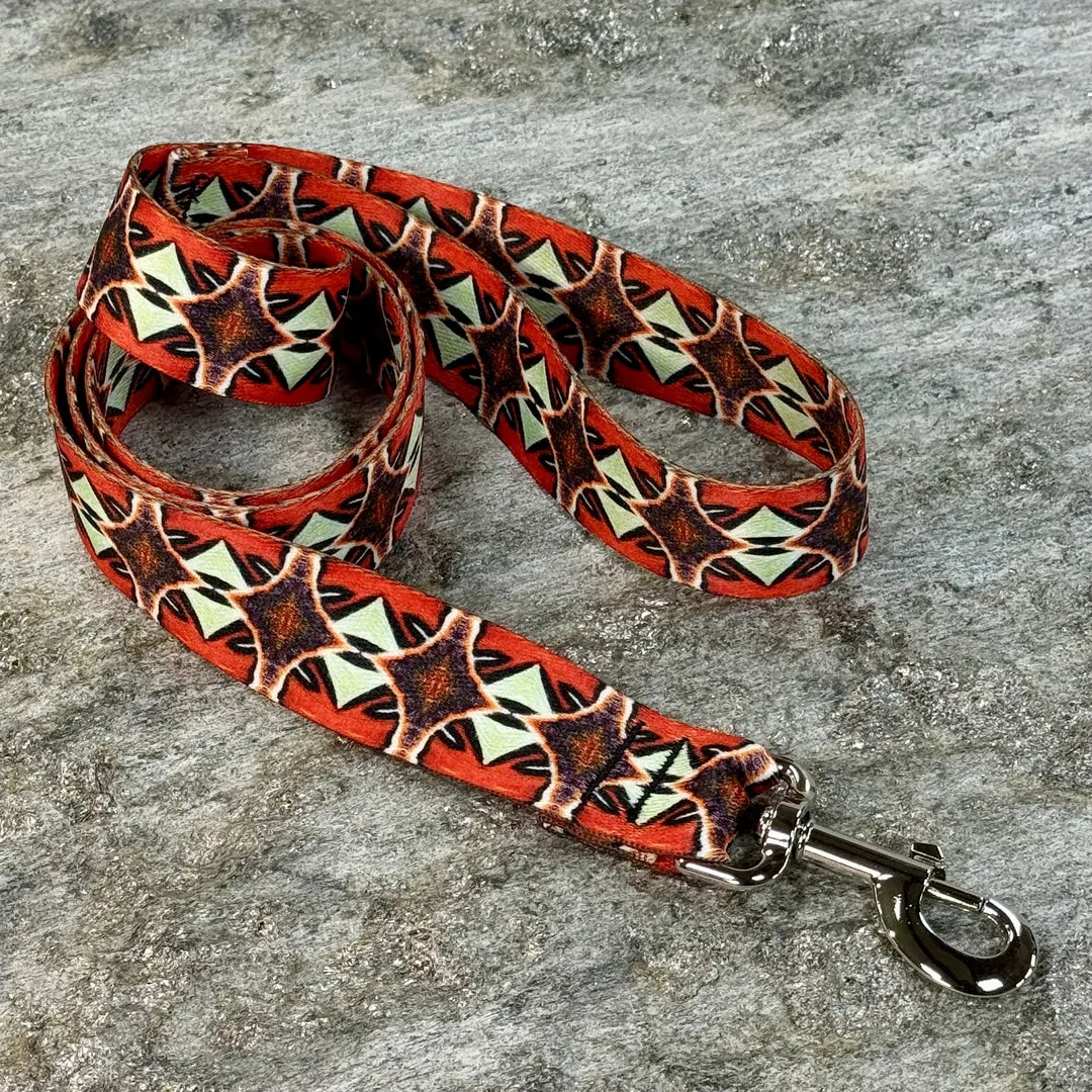 Amazing Tribal Dog Leash – Red Geometric Southwest Pattern
