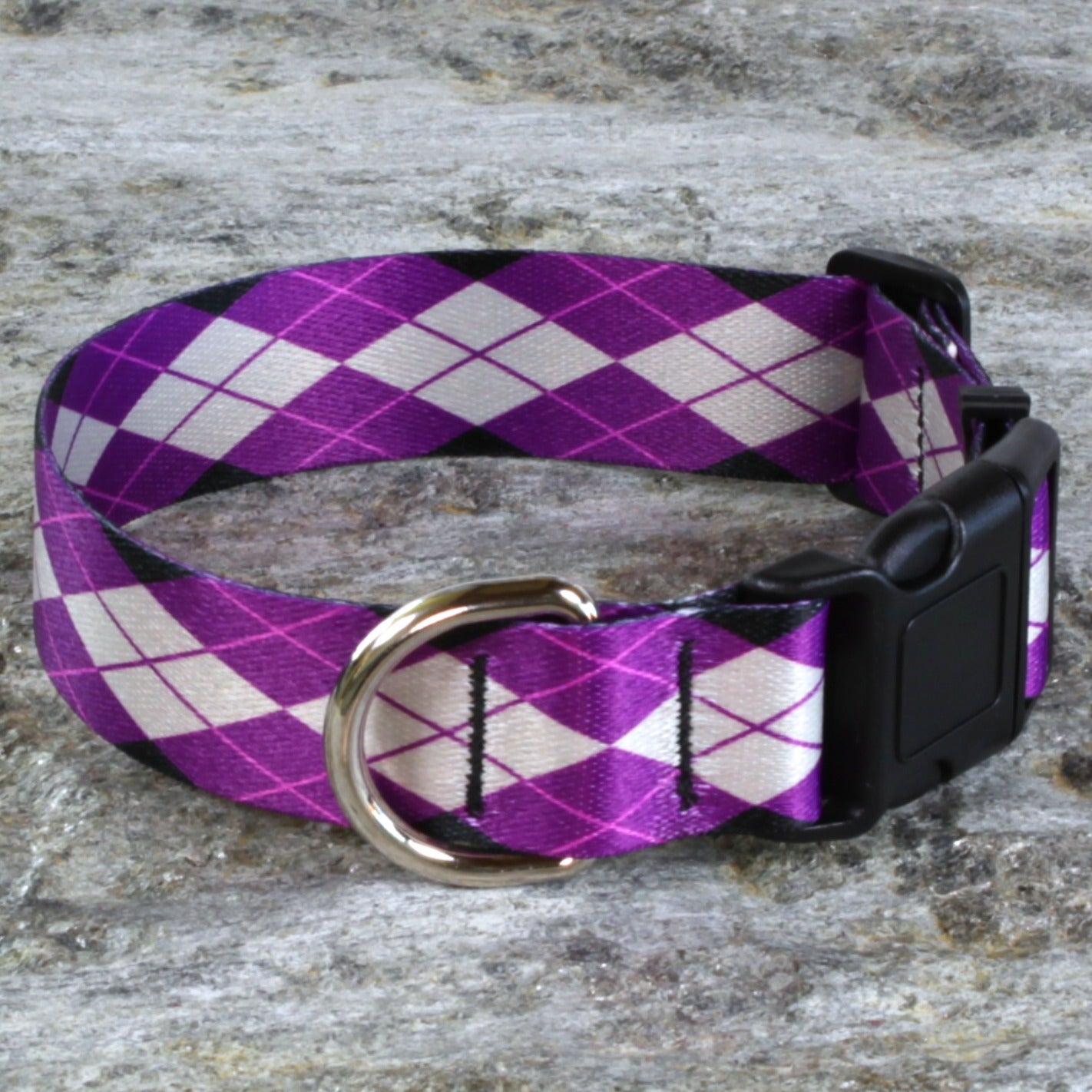 Purple Argyle Dog Collar – Classic Diamond Pattern