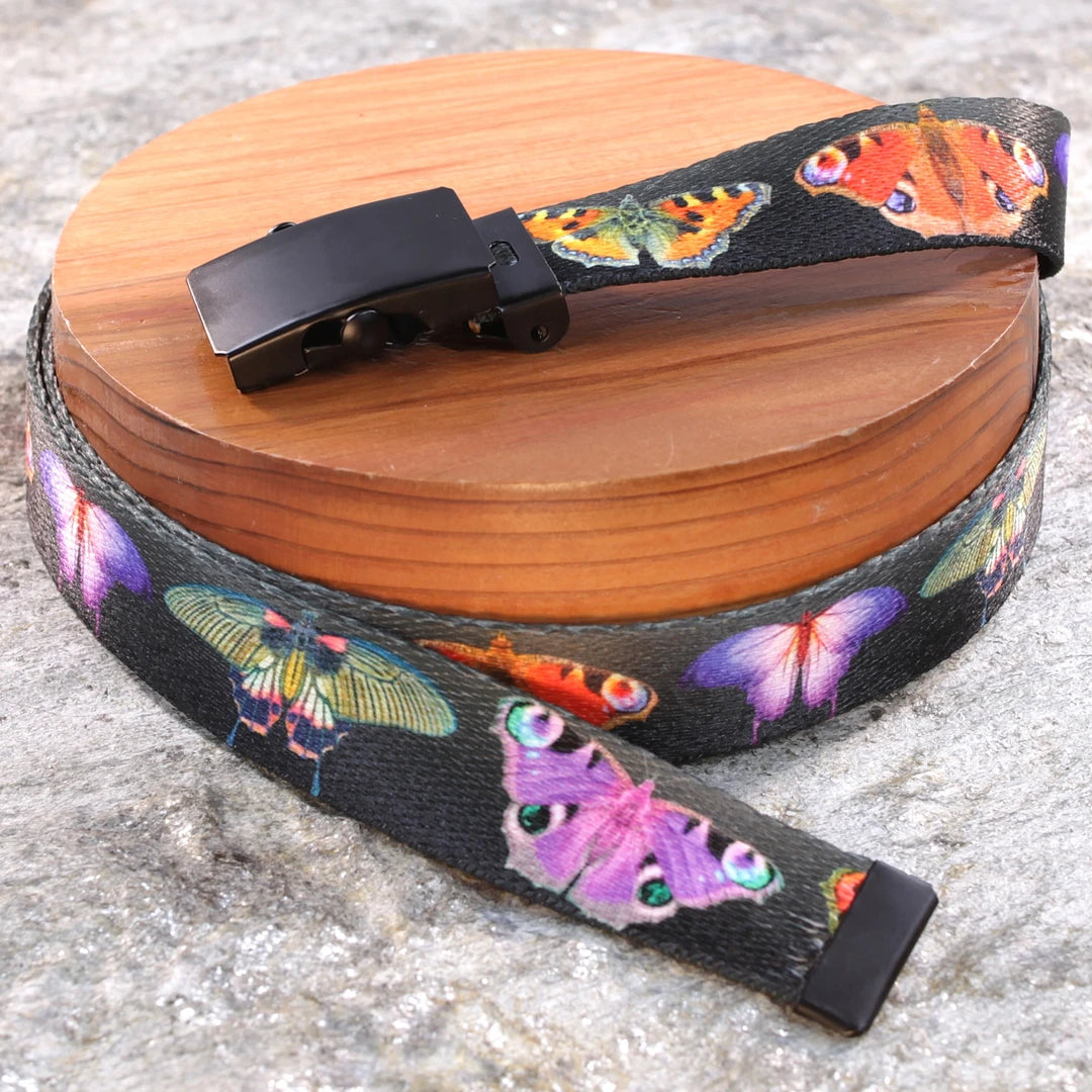 1" Slim  Butterfly Belts – Patterned Web Belts
