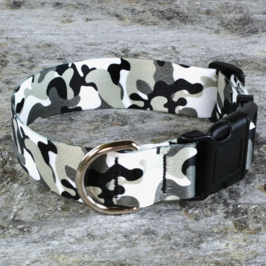 Winter Camo Dog Collar – Snow Camouflage Pattern