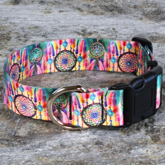 Dreamcatchers on White Dog Collar