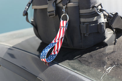 American Flag Car Keychain Wrist Lanyard