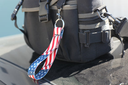 American Flag Car Keychain Wrist Lanyard