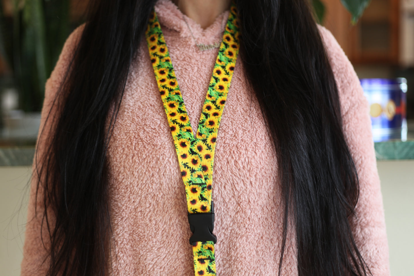 Sunflower Lanyard – Durable Floral Lanyard for Keys & ID