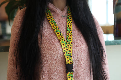Sunflower Lanyard – Durable Floral Lanyard for Keys & ID
