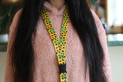 Sunflower Lanyard – Durable Floral Lanyard for Keys & ID