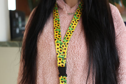 Sunflower Lanyard – Durable Floral Lanyard for Keys & ID