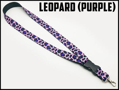 Purple Leopard print custom lanyard design by northwest straps.