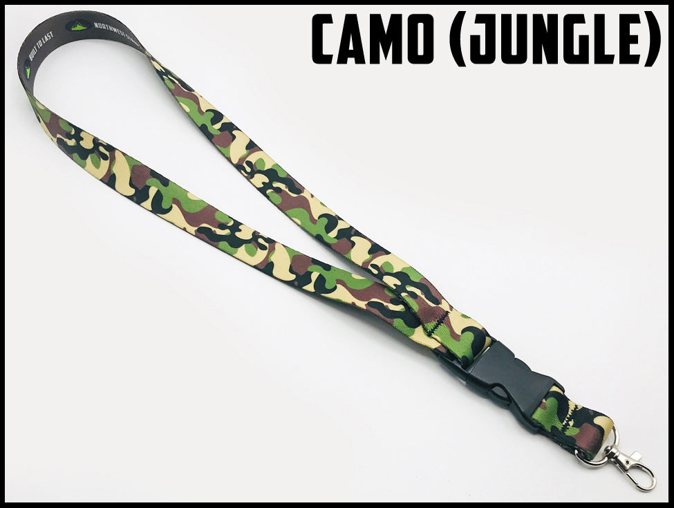 Classic jungle camo custom lanyard design by northwest straps.