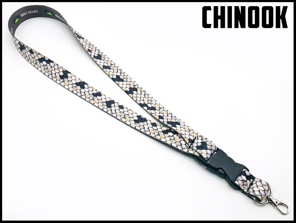 Chinook salmon scales custom lanyard design by northwest straps.