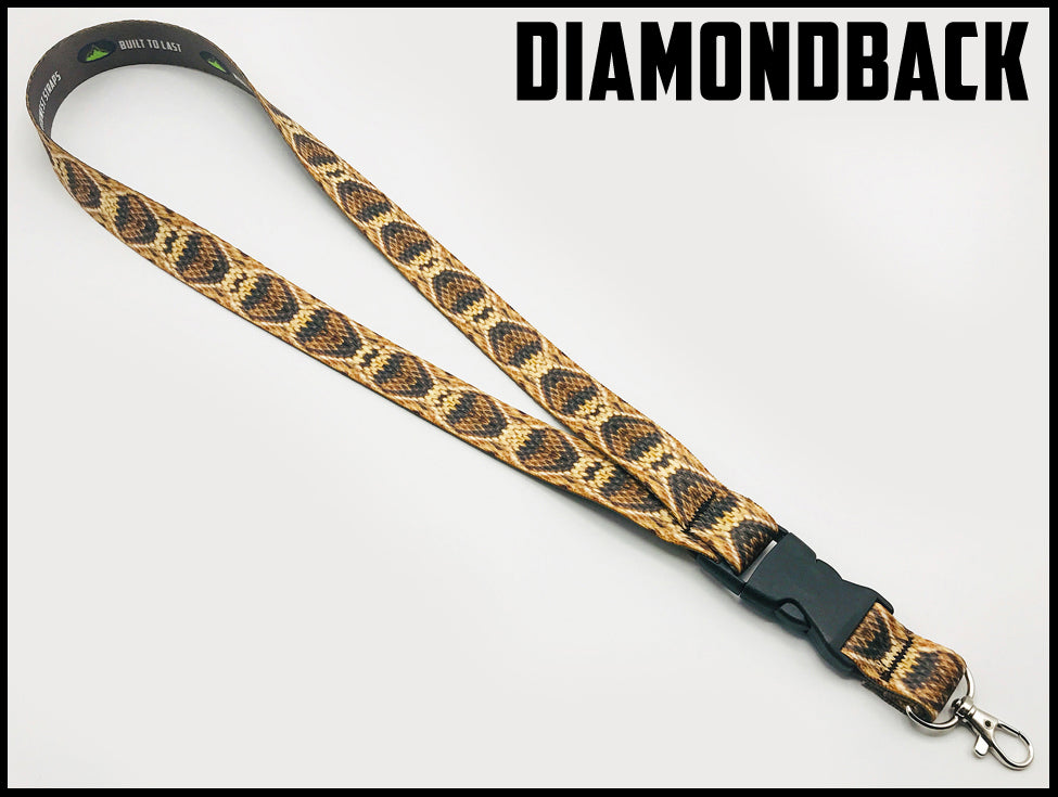 Diamondback rattlesnake snake skin custom lanyard design by northwest straps.