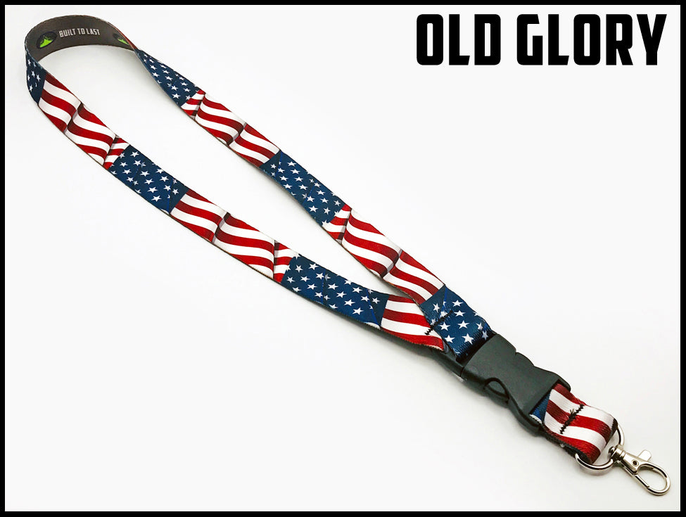 Old Glory American flag. Custom picture quality polyester webbing Lanyard. Design by Northwest Straps.