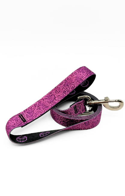 black and purple custom leash design by northwest straps.