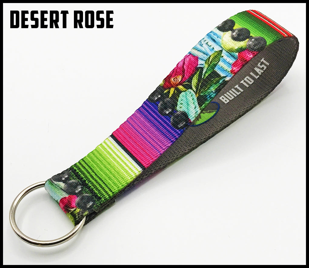 Desert rose 1 inch custom picture quality polyester webbing keyfob. Design by Northwest Straps.