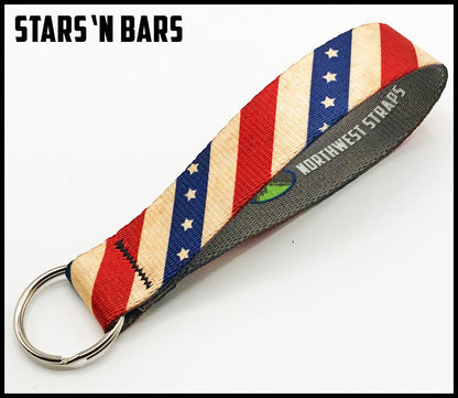 Stars n bars red white and blue. American stripes. 1 inch custom picture quality polyester webbing keyfob. Design by Northwest Straps.