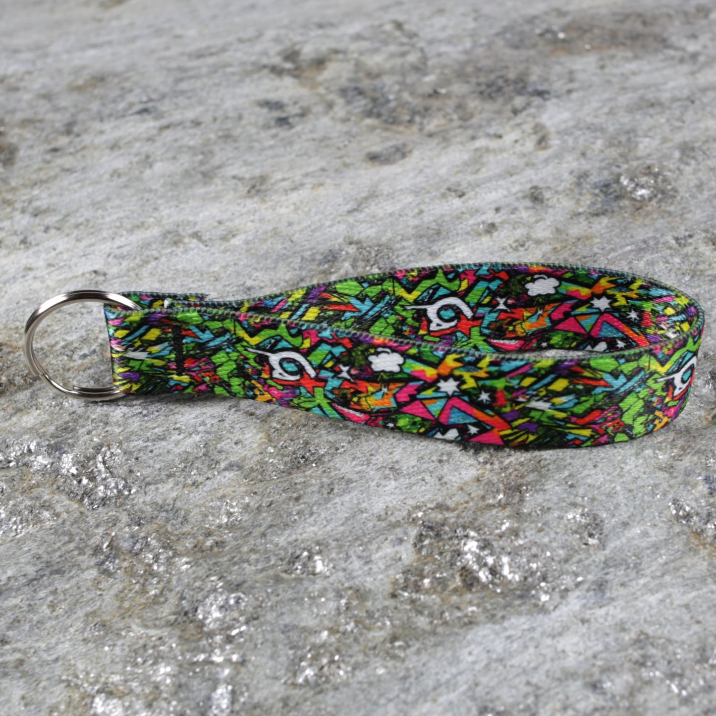 80's Inspired Keychain Wristlet – Retro Style Wrist Strap for Keys & Bags