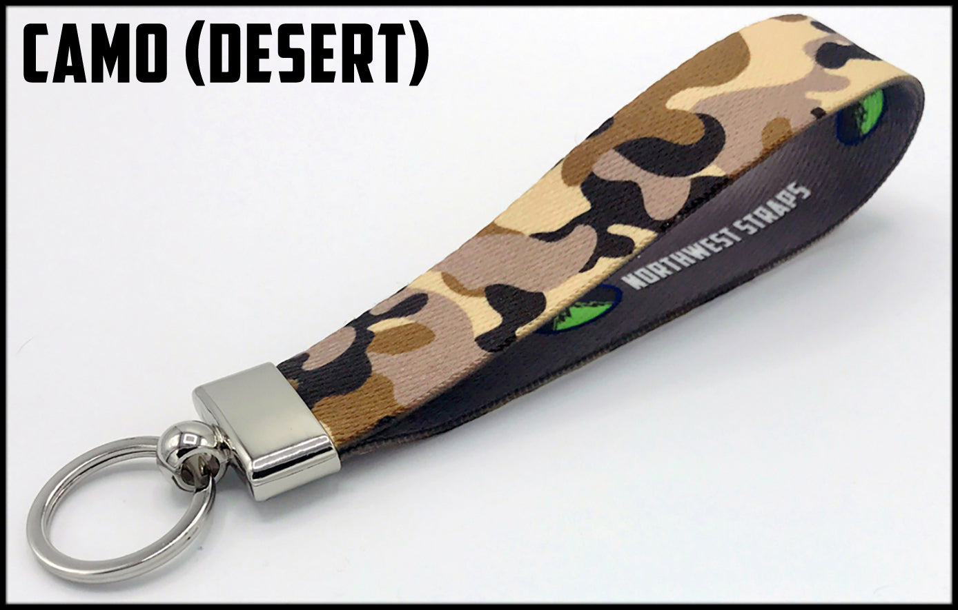 Traditional desert camo 1 inch custom picture quality polyester webbing keyfob. Design by Northwest Straps.