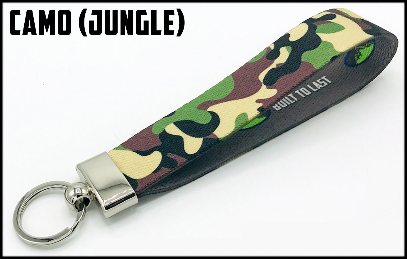 Traditional jungle camo 1 inch custom picture quality polyester webbing keyfob. Design by Northwest Straps.