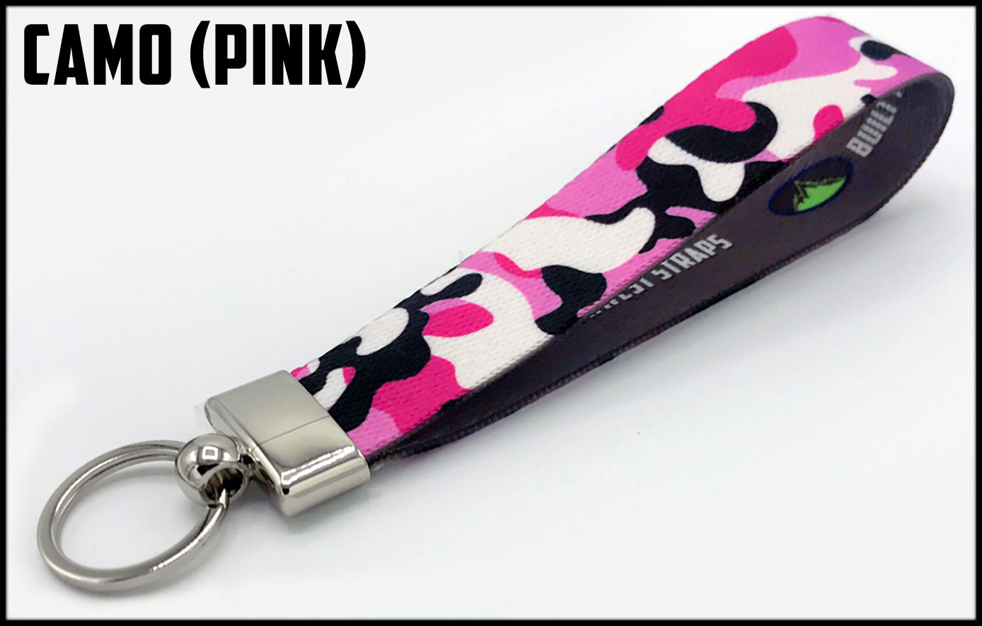 Traditional pink camo 1 inch custom picture quality polyester webbing keyfob. Design by Northwest Straps.