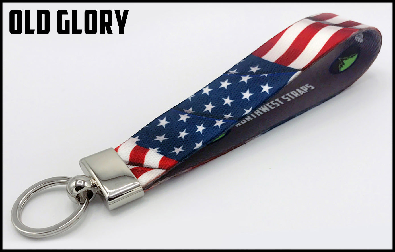 Old glory American flag. 1 inch custom picture quality polyester webbing keyfob. Design by Northwest Straps.