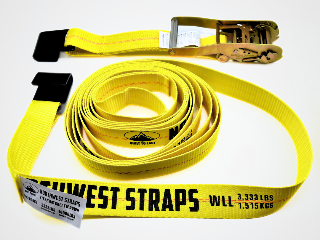 Premium 2" x 27' Ratchet Strap with Flat Hooks - Secure Your Cargo with Confidence. Available to ship next business day.